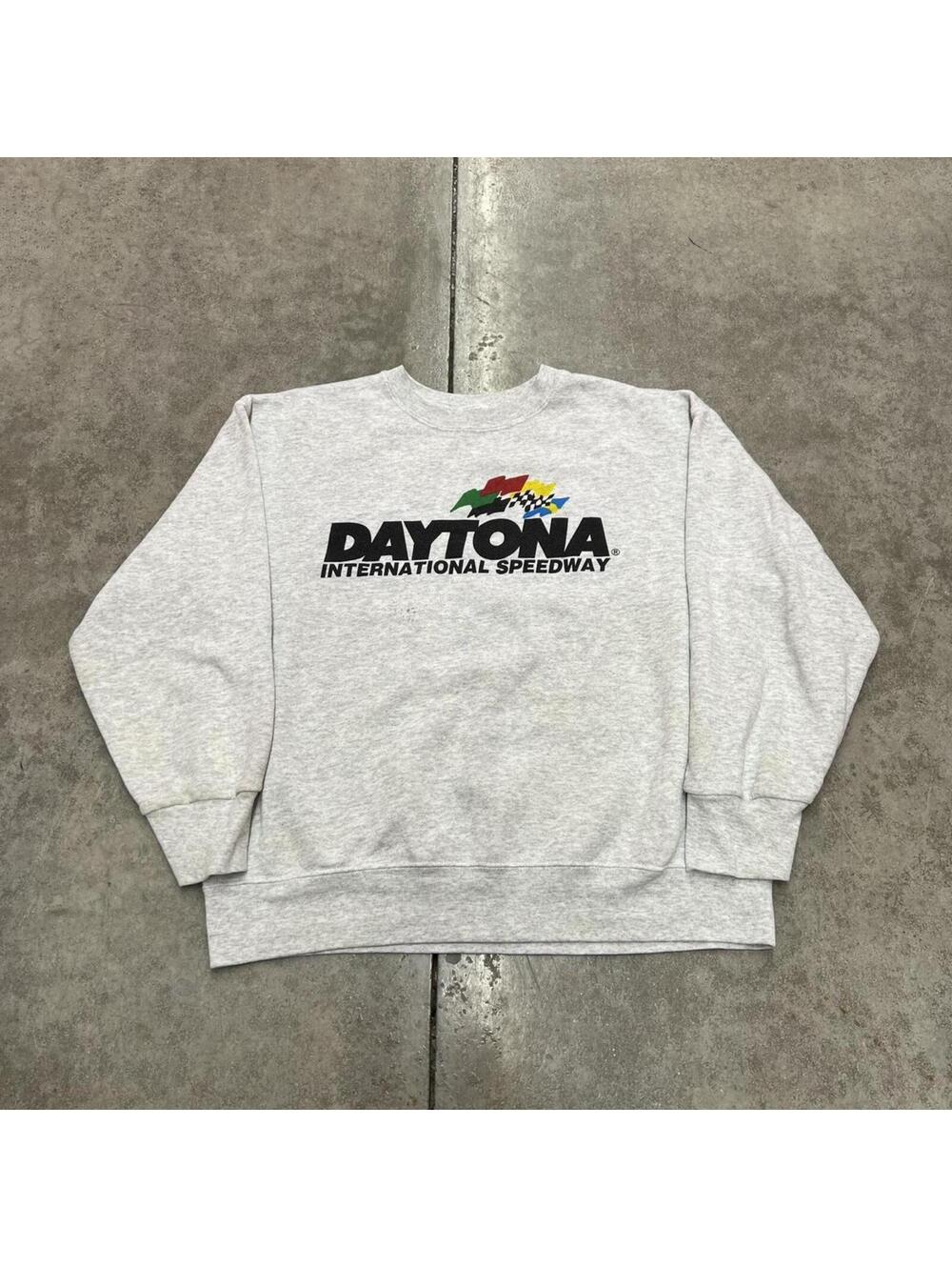 vintage daytona international speedway nascar grey crewneck size medium